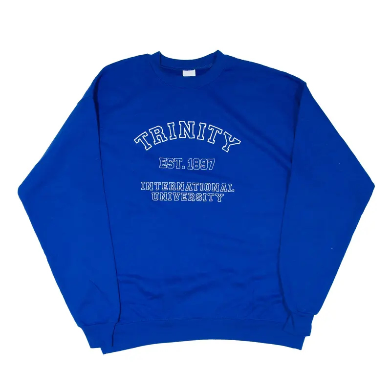 HANES Eco Smart Trinity International University USA Sweatshirt Blue Mens L