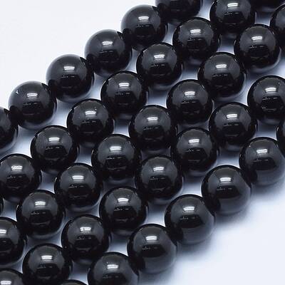 Natural Black Tourmaline Beads Strands