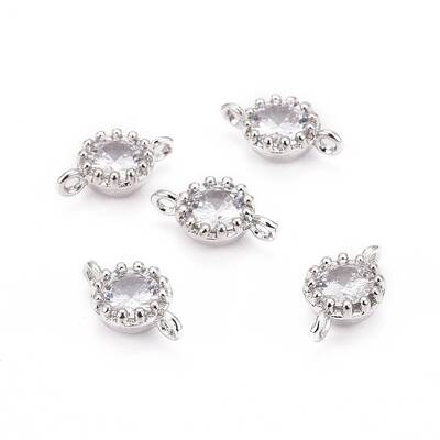 Flower Brass Micro Pave Cubic Zirconia Links