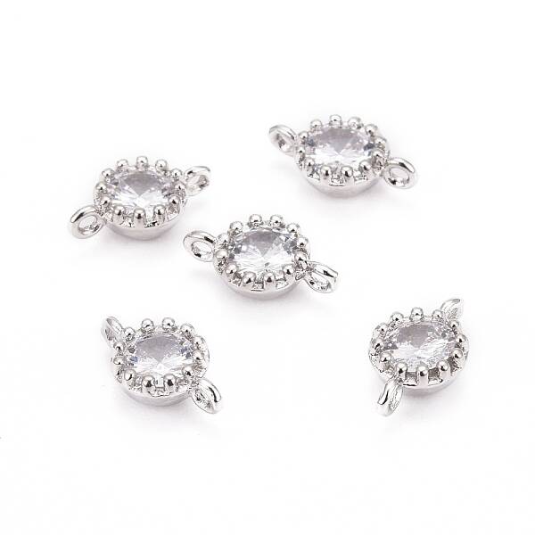 Flower Brass Micro Pave Cubic Zirconia Links