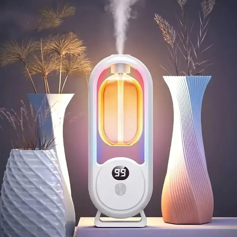 Automatic Aromatherapy Machine or Essential Oil, USB Charging Wireless Digital Display Aroma Diffuser with Light, Air Humidif...