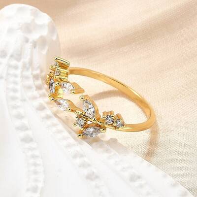 Brass Micro Pave Clear Cubic Zirconia Cuff Rings for Women