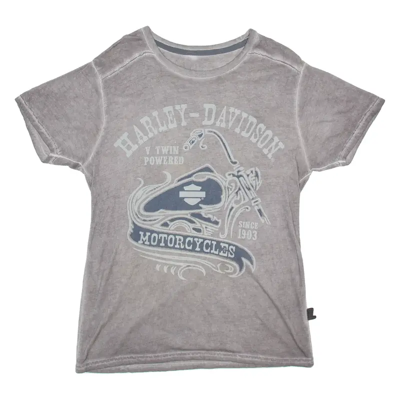 HARLEY DAVIDSON Mens Biker T-Shirt Grey M