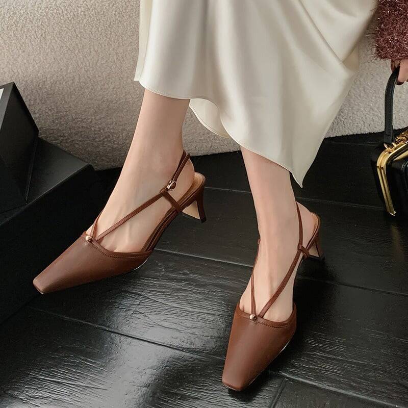 CHIKO Carter Square Toe Chunky Heels Slingback Shoes