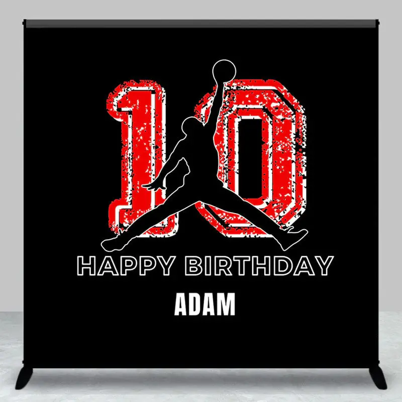 Black Basketball Player Dunk 10th Birthday Backdrop - Aperturee