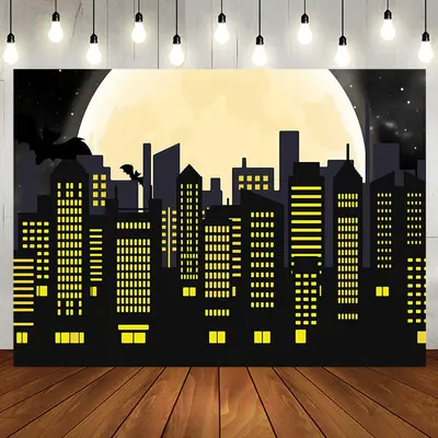 Bats Moon Night Dark City Scene Birthday Backdrop - Aperturee