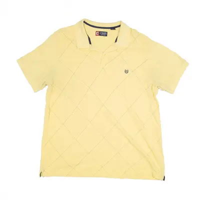 CHAPS Polo Shirt Yellow Check Short Sleeve Mens XL