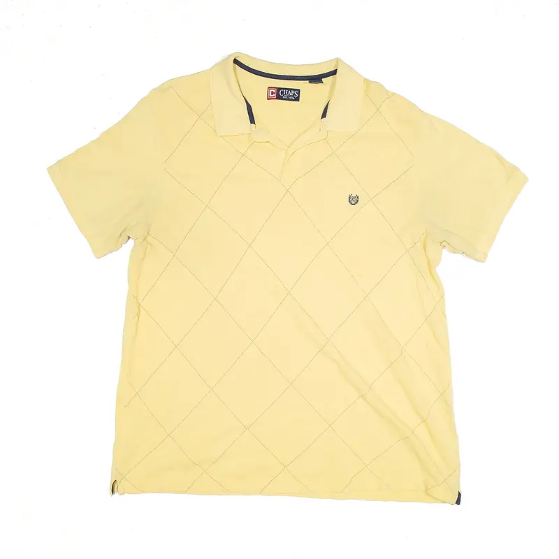 CHAPS Polo Shirt Yellow Check Short Sleeve Mens XL