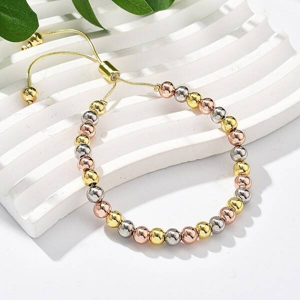 Long-Lasting Plated Brass Beads Slider Bracelets for Women