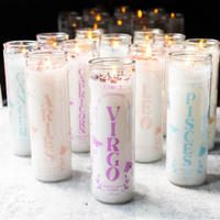 Zodiac Candle, 12 Zodiac Signs Candles, Zodiac Fixed Candle Decor Ornaments, with Crystals, White Sage Scent