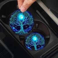 Car Coaster, 2 Counts Round Anti-slip Car Cup Holder Pad, Car Interior Decoration Accessories for Women & Men, Gift for Frien...