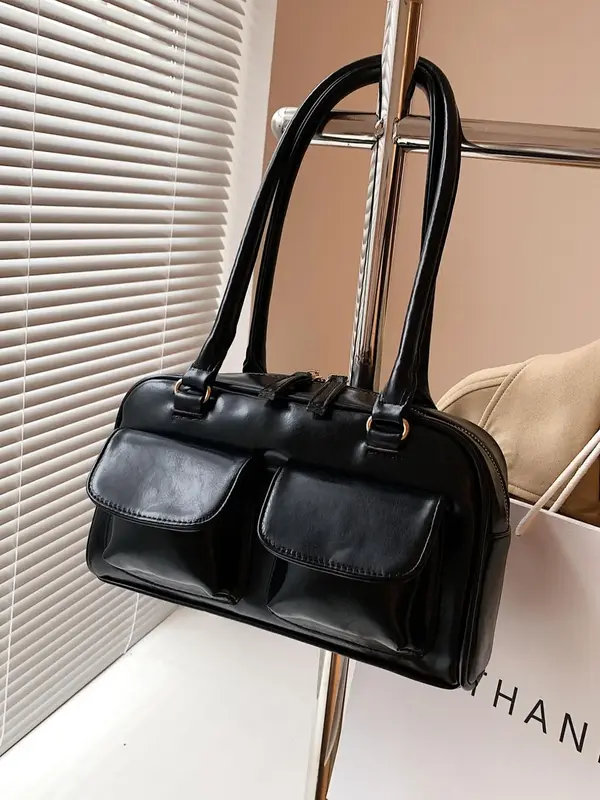 Women's Elegant PU Leather Shoulder Clutch, Minimalist Large Capacity Trendy Shoulder Bag, Chic All-match Shoulder Bag for Da...