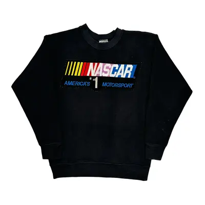 Oneita Nascar Sweatshirt - Medium Black Polyester Blend | Size: medium