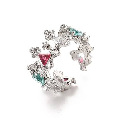 Brass Micro Pave Cubic Zirconia Open Cuff Rings