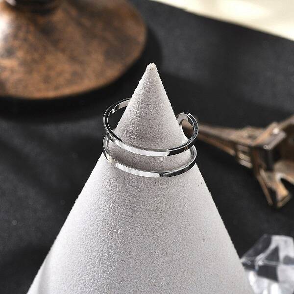 304 Stainless Steel Hollow Cuff Rings for Women