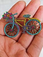 Vintage Rhinestone Decorated Bicycle Design Brooch, Fashion Clothes Accessories for Women & Men for Daily Clothing Decor, Tre...