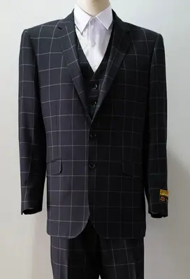 Slim Fit Prom Suits - Tailored Black/Plaid