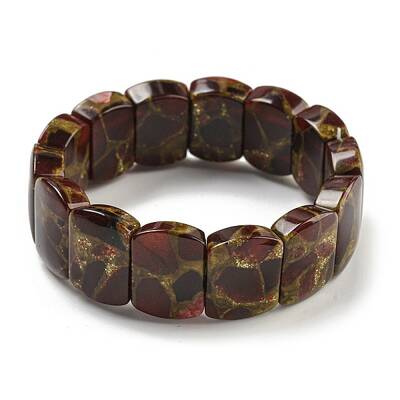 Synthetic Rectangle Gold Clinquant Stone Stretch Bracekets