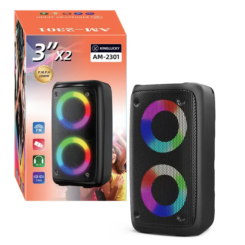 KINGLUCKY Portable Wireless Karaoke Speaker with Microphone, Stereo Sound Subwoofer, with RGB Colorful LED Lights, Karaoke Ma...