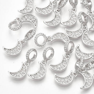 Brass Micro Pave Cubic Zirconia European Dangle Charms