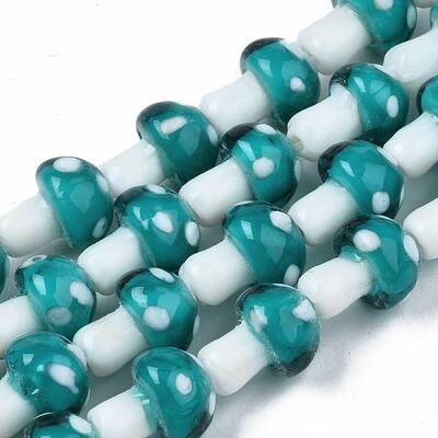 Mushroom Handmade Lampwork Beads Strands