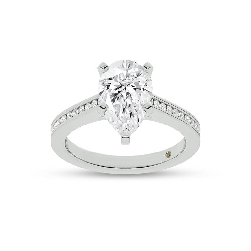 Paris Channel Set Pear Shape Lab Diamond Engagement Ring | 14K White Gold 2 1/5 CT. TW.
