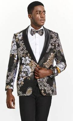 Mens Big and Tall Tuxedo -Black and Silver Tuxedo