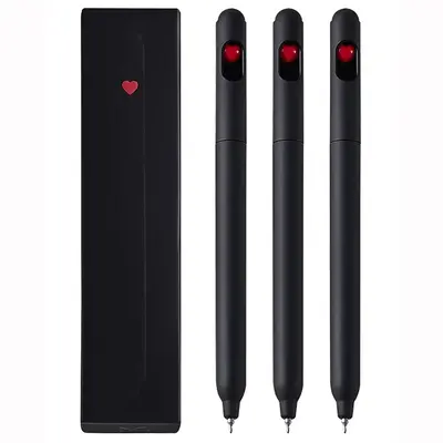 Gel Ink Pen Set, 3 Counts Quick Dry and Smooth Writing Pens, Cute Heart Pattern Pen Set for Office School, School Supplies