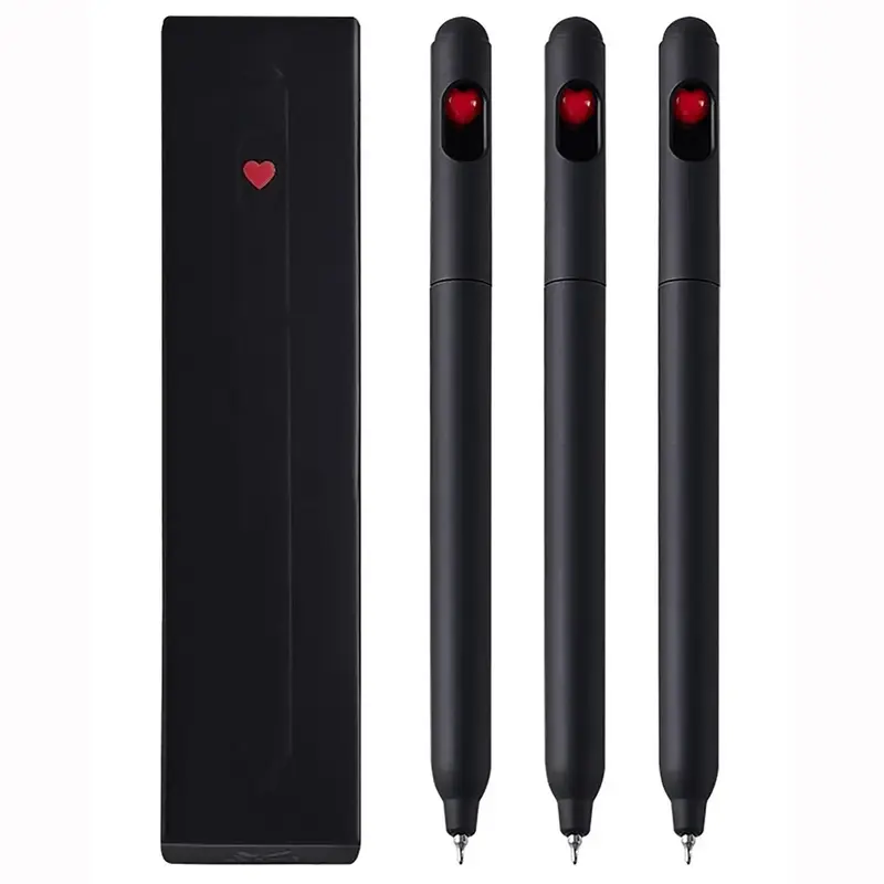 Gel Ink Pen Set, 3 Counts Quick Dry and Smooth Writing Pens, Cute Heart Pattern Pen Set for Office School, School Supplies
