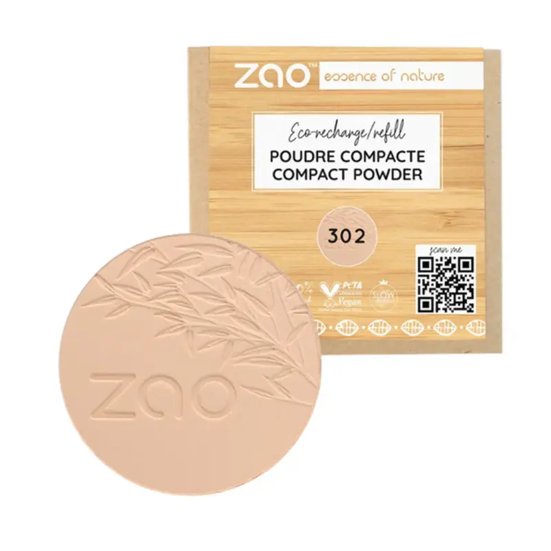 Zao Make Up Compact Powder Refill, 302 Beige Pink (9 G)