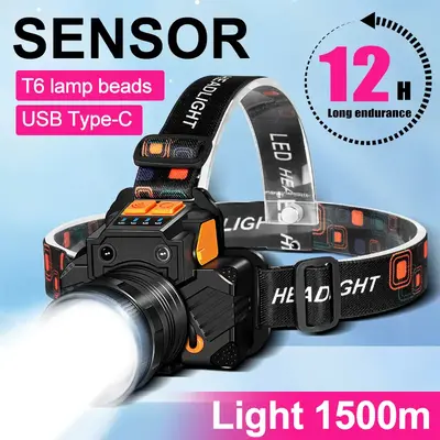 1PC Rechargeable Headlight Headlamp Flashlight, High Lumen LED Headlamp XHP160 Bright, 3 Modes Headlamp Outdoor, Camping, Hik...