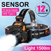 1PC Rechargeable Headlight Headlamp Flashlight, High Lumen LED Headlamp XHP160 Bright, 3 Modes Headlamp Outdoor, Camping, Hik...
