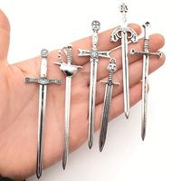 Antique Sword Design Bookmark Set, 6 Counts/set Retro Metal Book Marks, Reading Bookmarks, DIY Jewelry Making Supplies