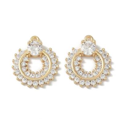 Brass Micro Pave Clear Cubic Zirconia Pendants