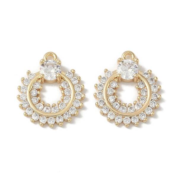 Brass Micro Pave Clear Cubic Zirconia Pendants