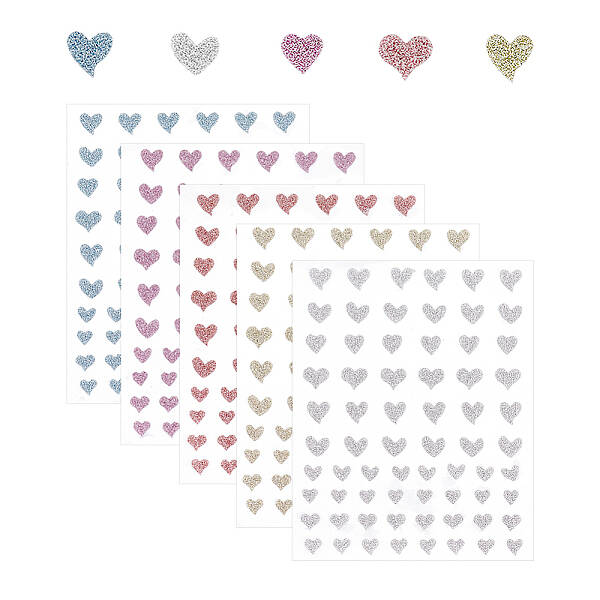 5 Sheets 5 Colors Sparkle PET Nail Art Stickers