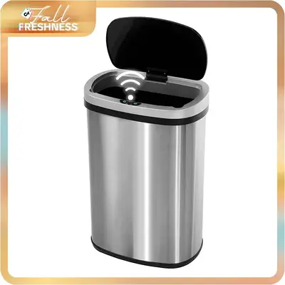 13 Gallon Trash Can for Kitchen Stainless Steel Automatic Garbage Can Touchless Motion Sensor, Exclude Battery Trash Can with...