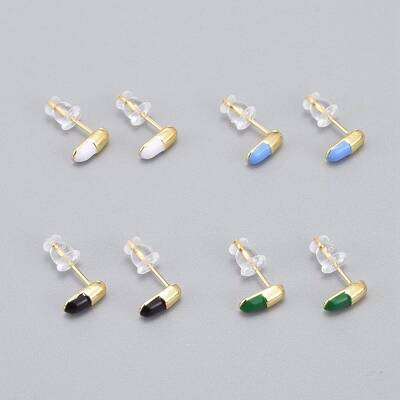 Brass Enamel Stud Earrings