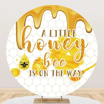 Little Honey Bee Honeycomb Round Baby Shower Backdrop