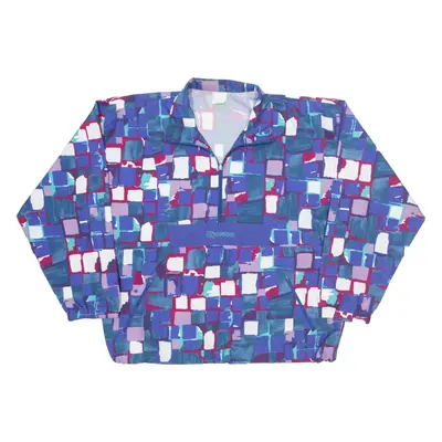 GONZO 1/4 Zip Up Pullover Jacket Purple 90s Crazy Pattern Mens L
