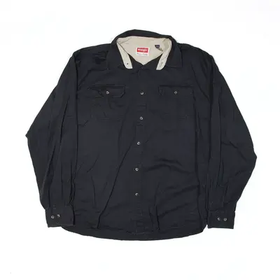WRANGLER Plain Shirt Black Long Sleeve Mens XL