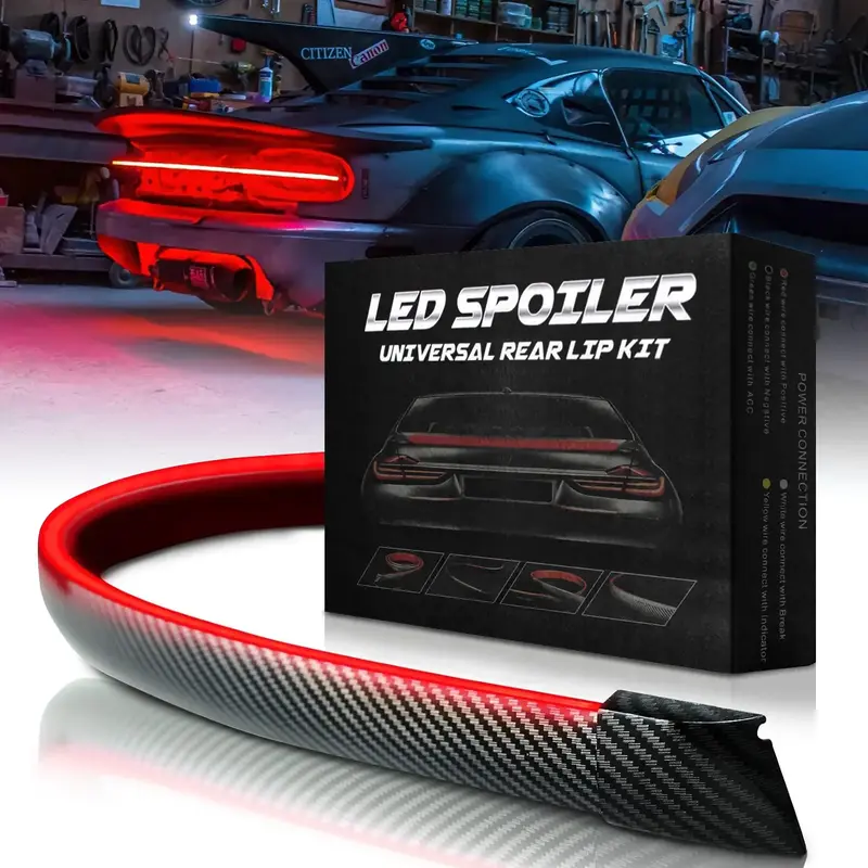 DIBMS Carbon Fiber Car Tail Light, LED Light Strip with Multiple Light Modes, Car Brake DRL Decoration Light, Turn Signal LED...