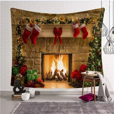 Light Trees And Gifts Christmas Landscape Wall Tapestry - Aperturee