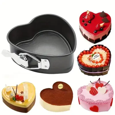 Heart Shaped Non-stick Baking Pan, Stainless Steel Cake Pan, Leak-proof Detachable Bottom Baking Tray, Perfect for Romantic D...