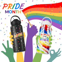 KEWIXY Pride 32oz Insulated Water Bottle Stainless Steel, with Flip Straw and Handle, Leak Proof, Metal, Reusable, Wide Mouth...