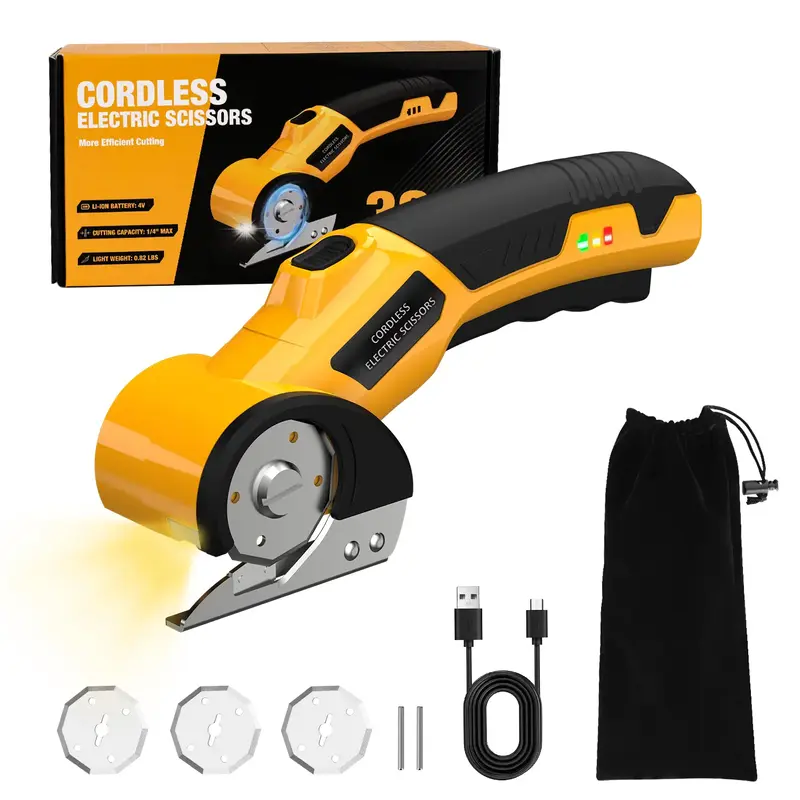 ‎Zeleki Cordless Electric Scissors 4V – Rechargeable Heavy Duty Cutter with Safety Lock, LED Light, Long Battery Life & 2...