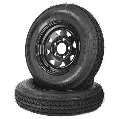 Garvee 2-Pack Trailer Tire On Rim 5.30-12 5 Lug 4.5 PCD Load Range C Black - Durable Heavy-Duty Trailer Tires & Wheels