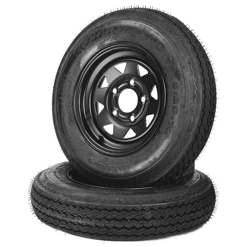 Garvee 2-Pack Trailer Tire On Rim 5.30-12 5 Lug 4.5 PCD Load Range C Black - Durable Heavy-Duty Trailer Tires & Wheels