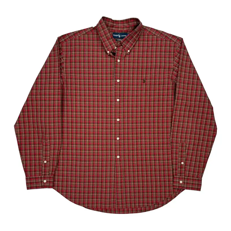 Classic Fit Ralph Lauren Checked Shirt - 2XL Red Cotton