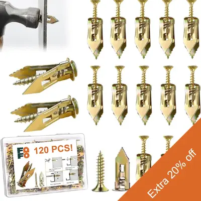 Double Quantity!Premium Case!-120 Pcs Self Drilling Drywall Anchors with Screws,60 Sheetrock Anchors (0.47x1.18 Inch) & 6...